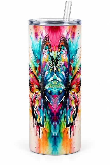 Watercolor Butterfly tumbler design